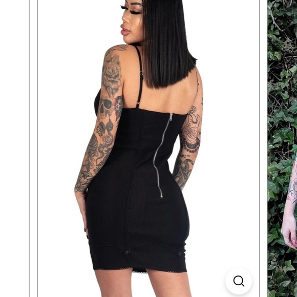 Black Gothic Bat Cup Dress - Picture 4 of 4